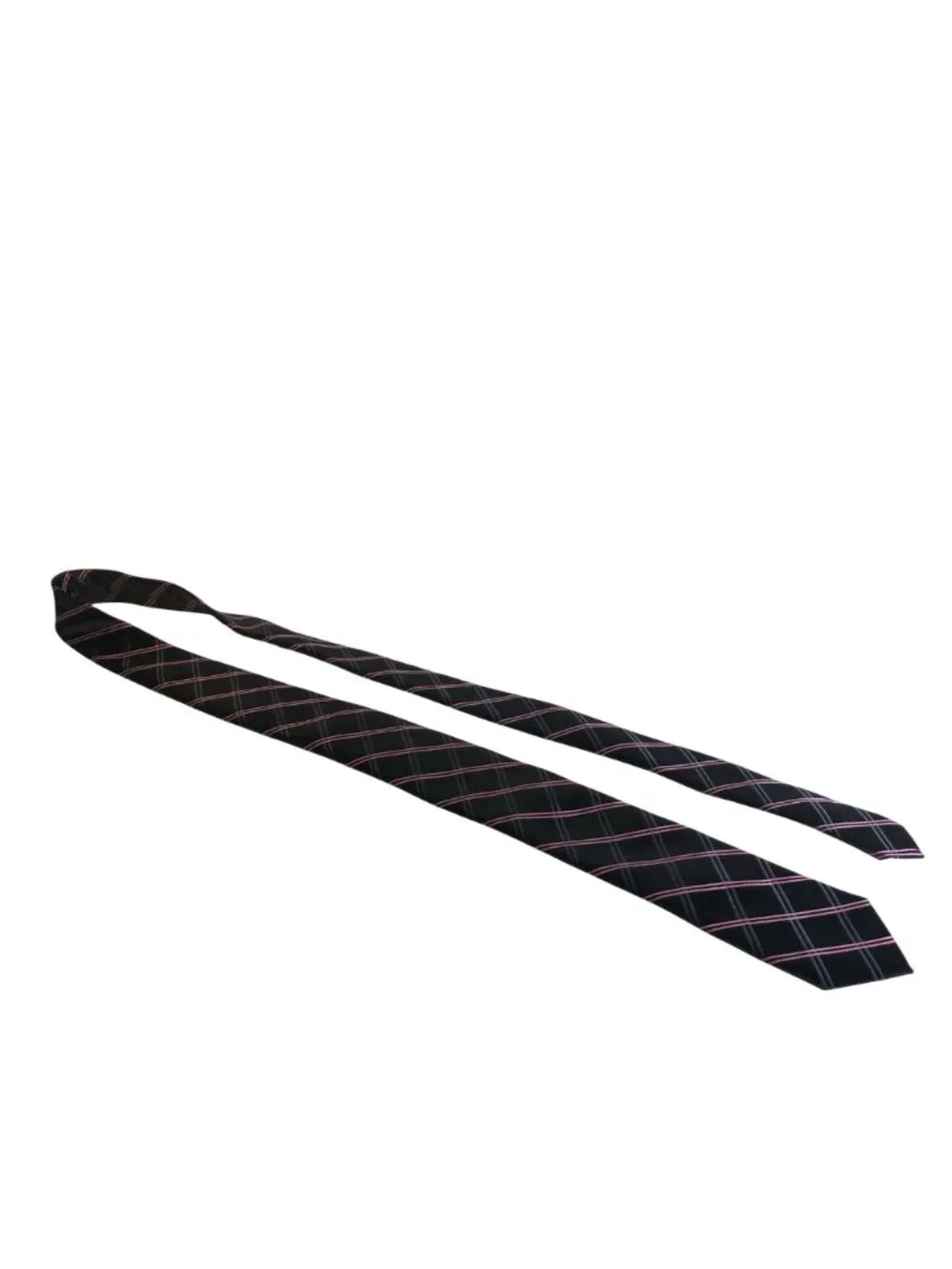 J Ferrar Tie Black Pink Gray Plaid Mens Necktie Office Work Formal Dad Gift